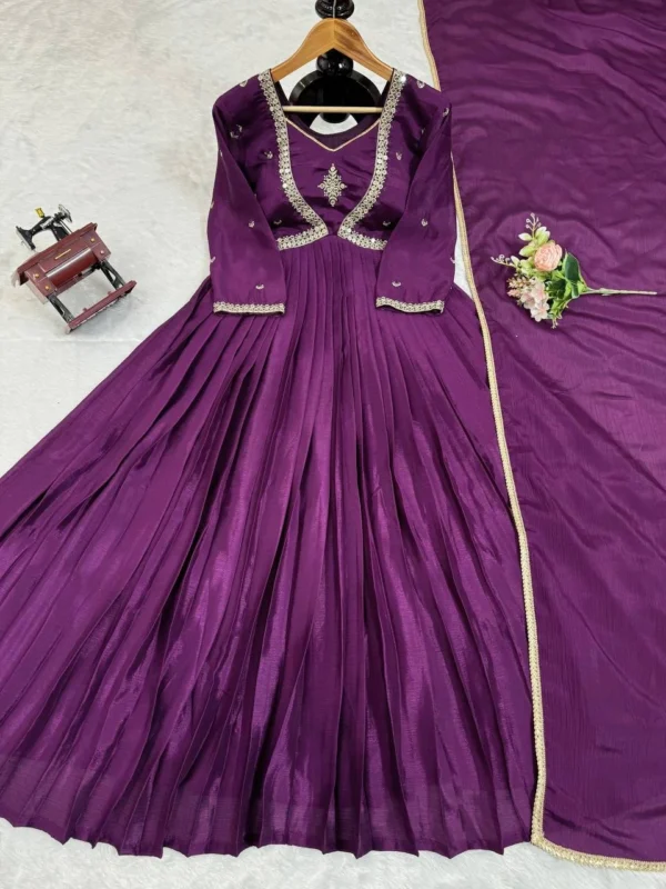 Festival Wear Georgette Purple Gown - Image 5