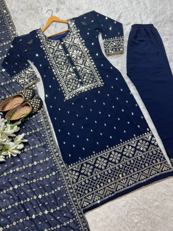 Georgette Party Wear Blue Pakistani Suit - Image 5