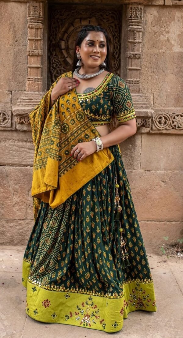 Trending Printed Green Lehenga Choli