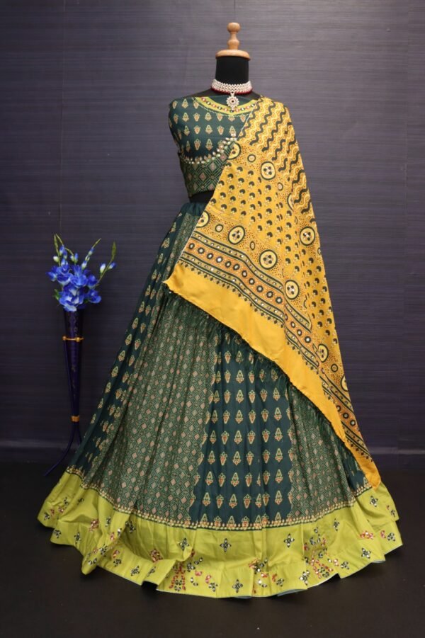 Trending Printed Green Lehenga Choli - Image 7