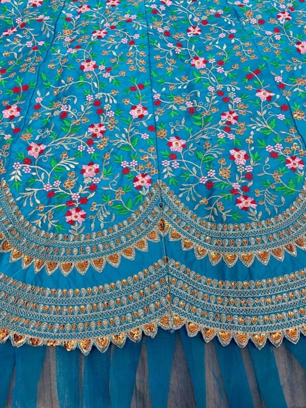 Wedding Wear Silk Sky Blue Lehenga Choli - Image 3