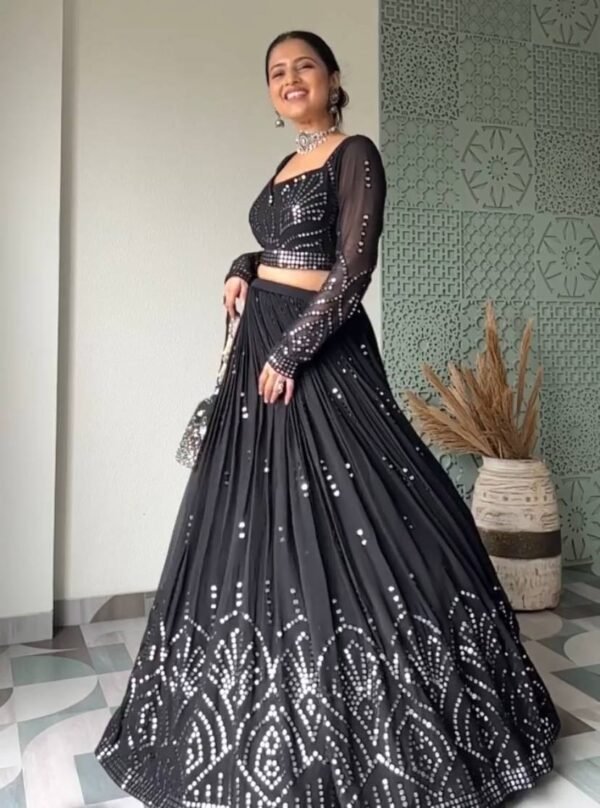 Wedding Wear Georgette Black Lehenga Choli