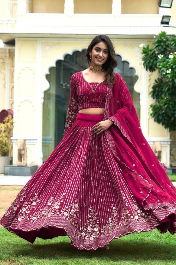 Wedding Wear Georgette Pink Lehenga Choli