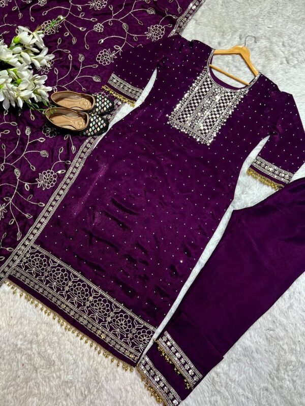 Festival Wear Georgette Purple Kurta Set - Image 2