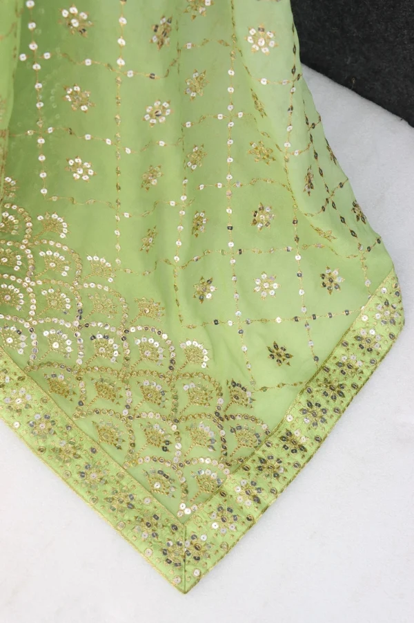 Designer Party Wear Georgette Green Saree - Image 3