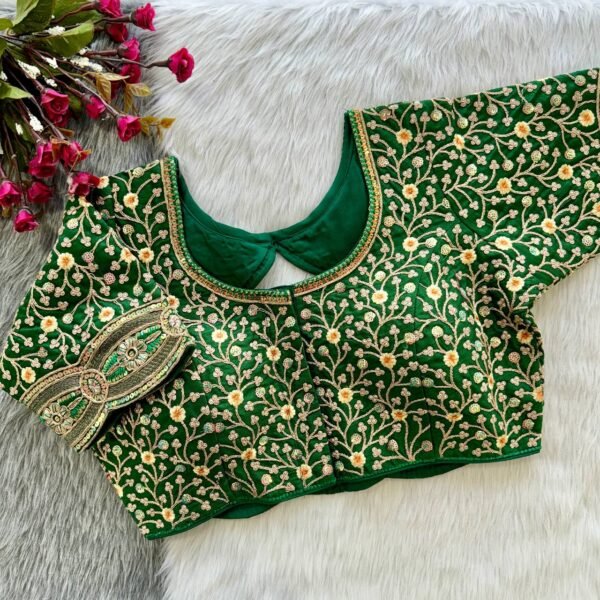 Designer Embroidery Green Blouse