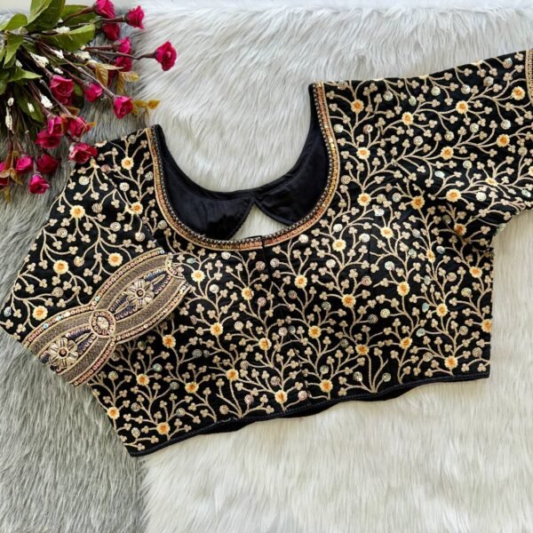 Designer Embroidery Black Blouse