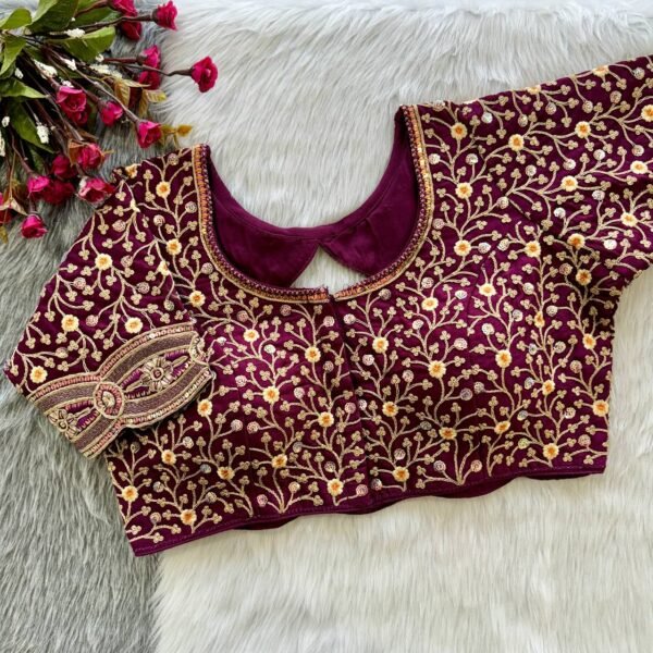 Designer Embroidery Wine Blouse