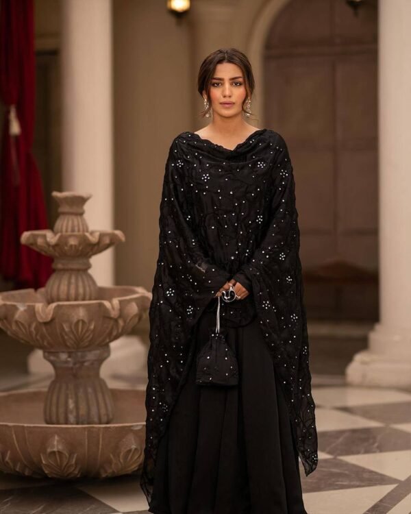 Readymade Micro Cotton Black Anarkali Suits