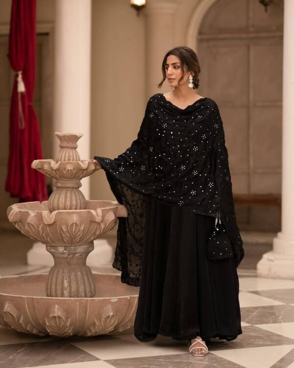 Readymade Micro Cotton Black Anarkali Suits - Image 3