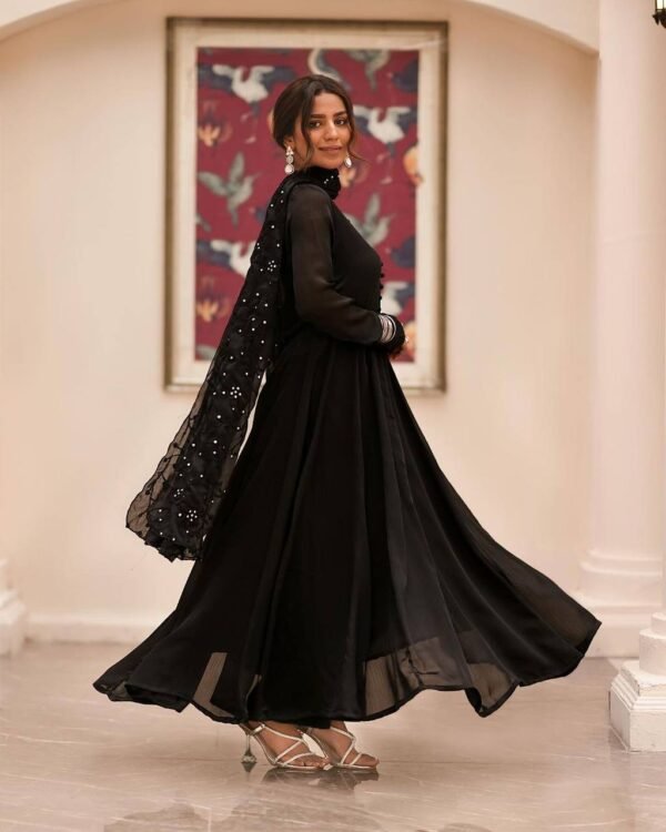 Readymade Micro Cotton Black Anarkali Suits - Image 4